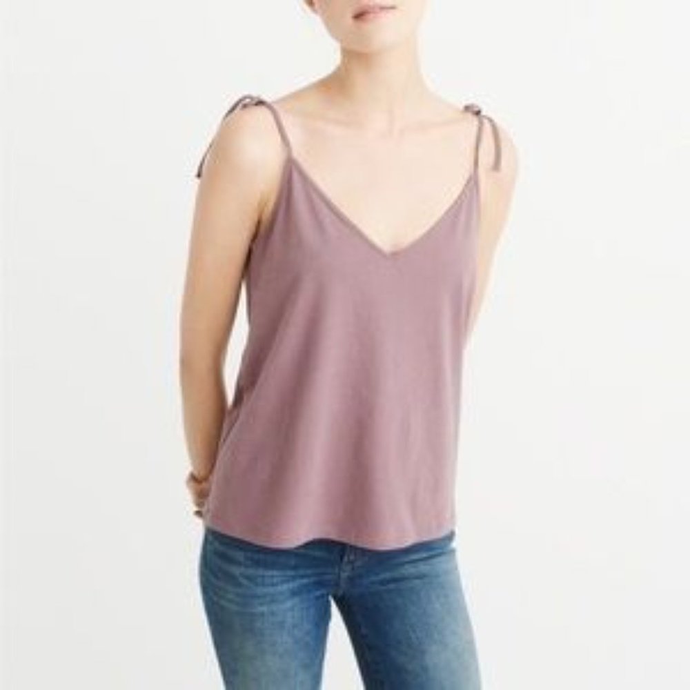Light Pink/Mauve Abercrombie and Fitch Tie Strap Flowy Tank Top